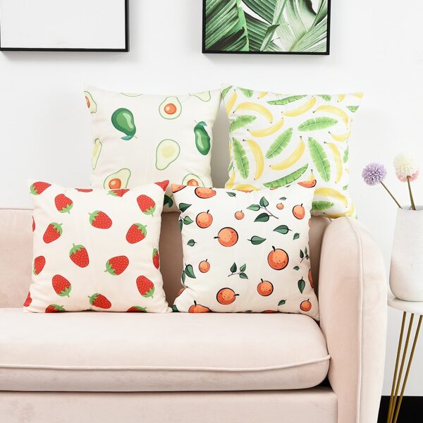

1pc Fruit Print Cushion Cover Without Filler, Multicolor
