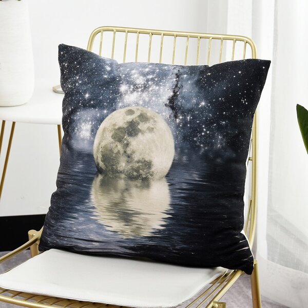 

Moon Print Cushion Cover Without Filler, Multicolor