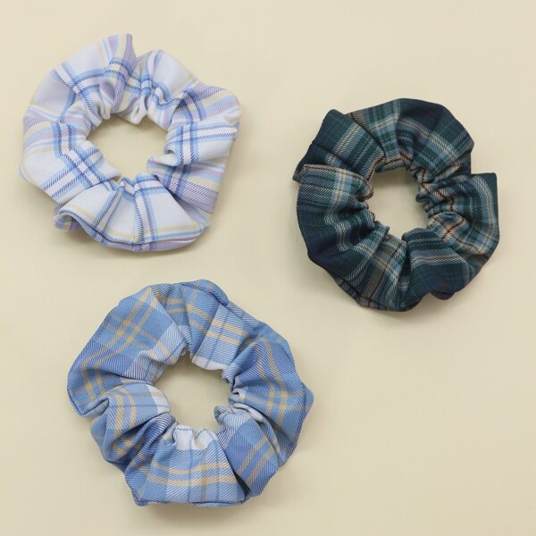 

3pcs Plaid Pattern Scrunchie, Multicolor
