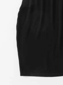 SHEIN Essnce 素色合身吊带洋裝 - 黑色 - 查看 6