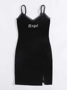 Muchica Đầm Nghề thêu Lá thư màu đen Thanh lịch - màu đen - Xem 3