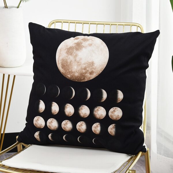 

Moon Print Cushion Cover Without Filler, Multicolor