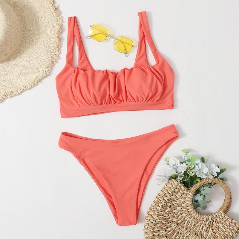 

Ruched Bust Bikini Swimsuit, Watermelon pink