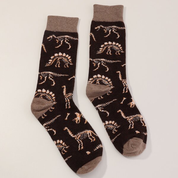 

Men Dinosaur Pattern Socks, Multicolor
