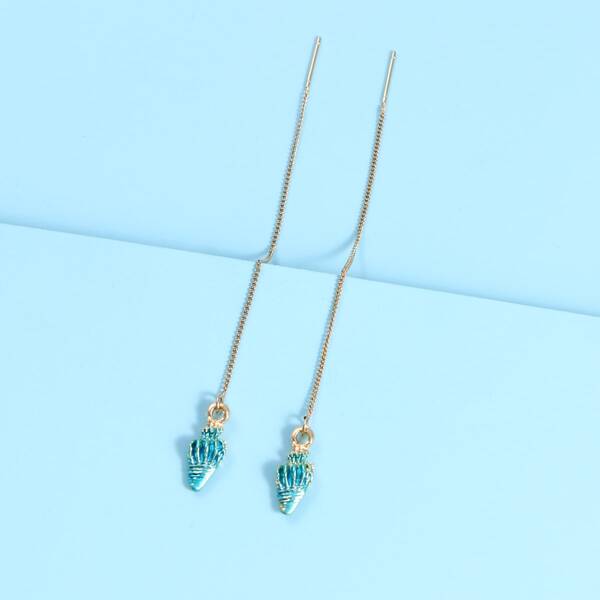 

Conch Threader Drop Earrings, Blue
