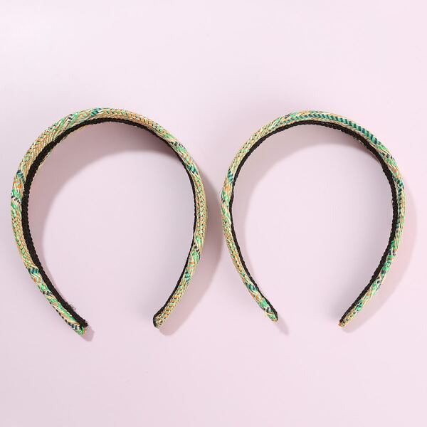 

2pcs Braided Design Hair Hoop, Multicolor
