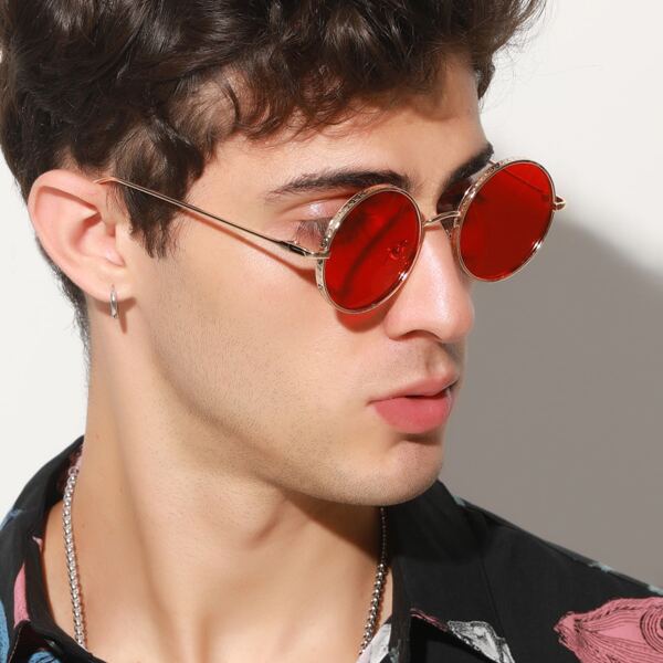 

Men Metal Frame Sunglasses, Red