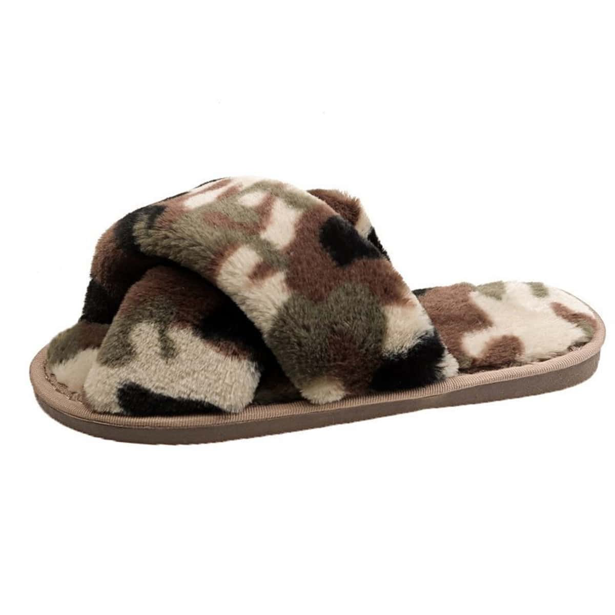 

Camo Fluffy Slippers, Multicolor
