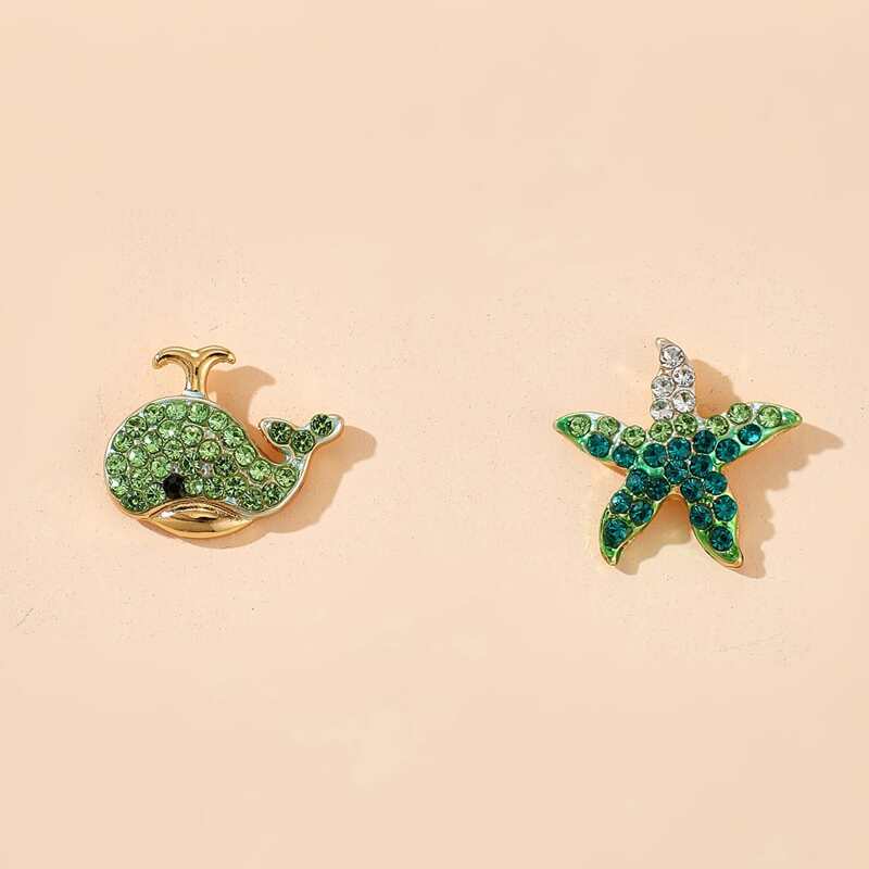 

Whale & Starfish Shaped Stud Earrings, Green