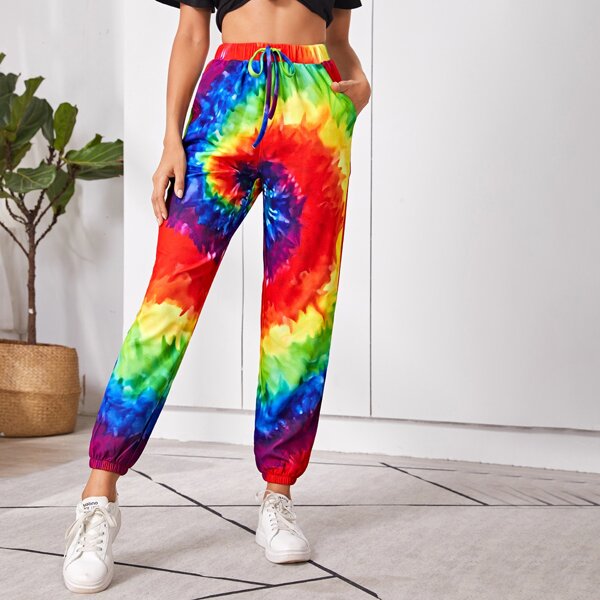 

Tie-Dye Drawstring Waist Joggers, Multicolor