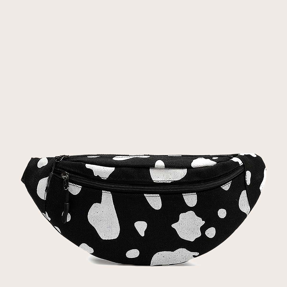 

Cow Pattern Fanny Pack, Black