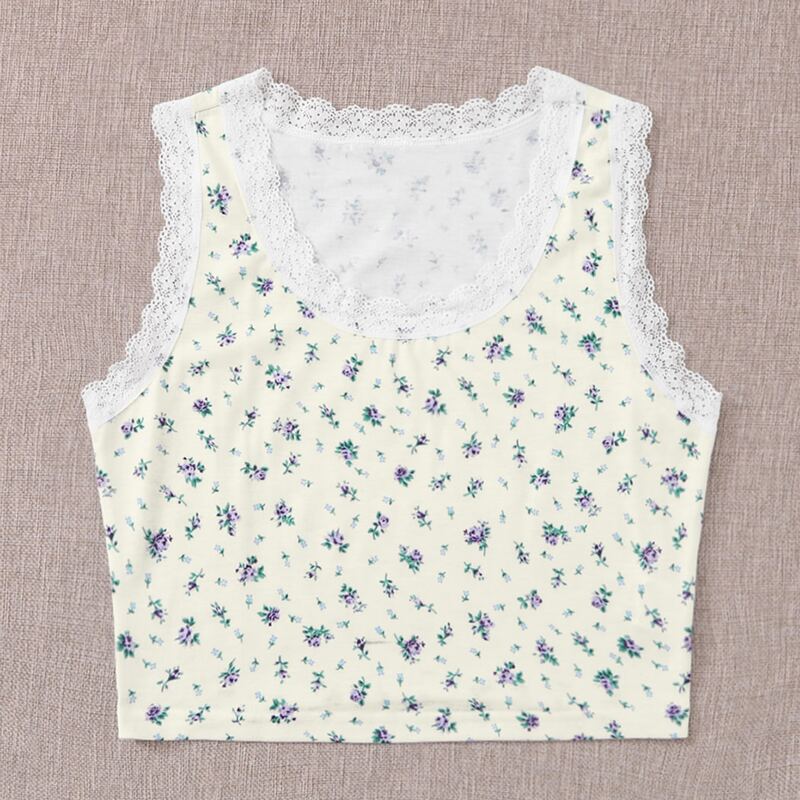 

Lace Trim Floral Crop Tank, Multicolor