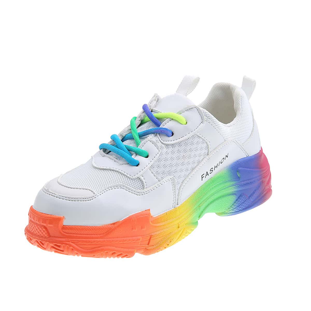 

Gradient Lace-up Chunky Sneakers, White