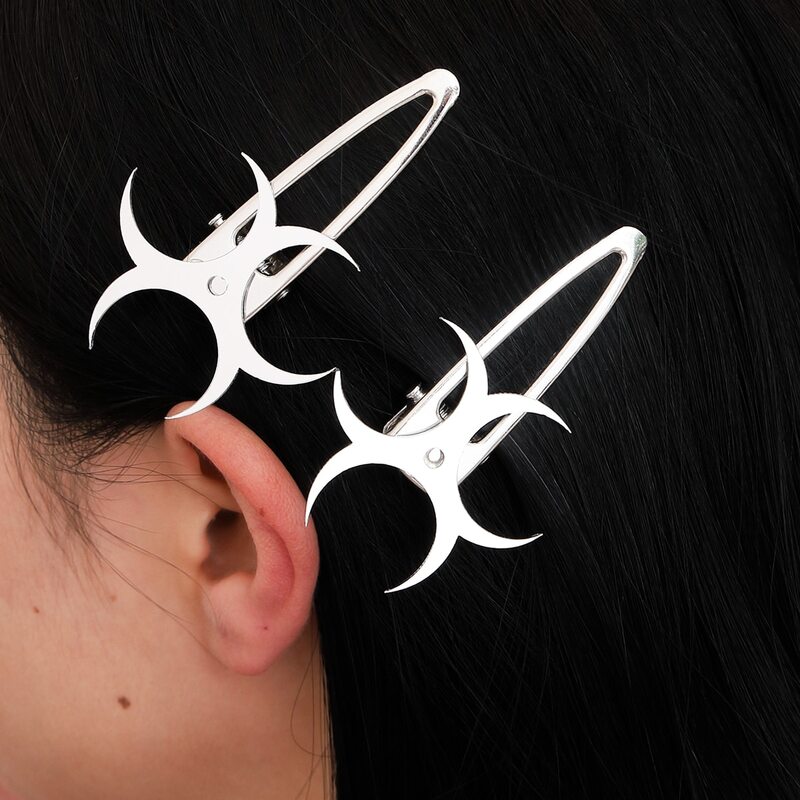 

2pcs Geo Hair Clip, Silver