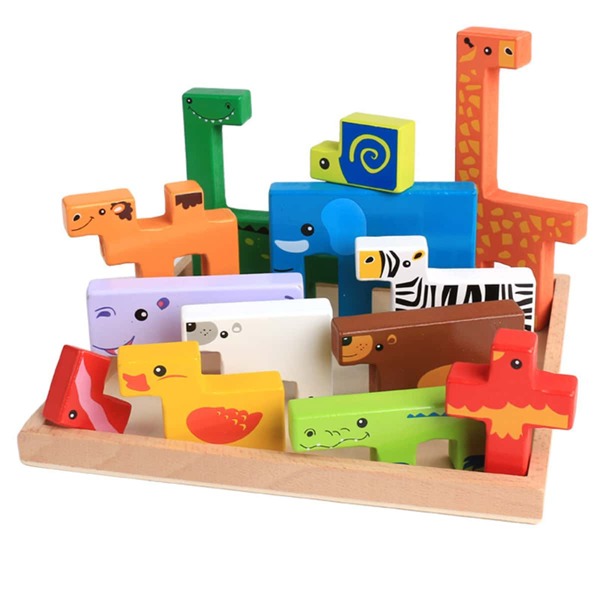 

Toddler Kids Cartoon Animal Building Blocks, Multicolor