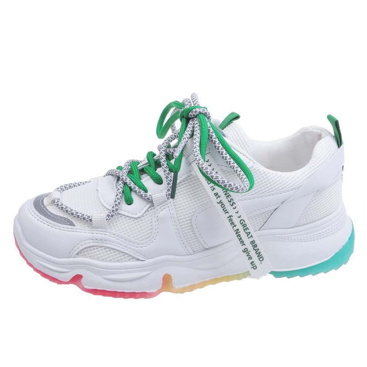 

Gradient Lace-up Chunky Sneakers, White