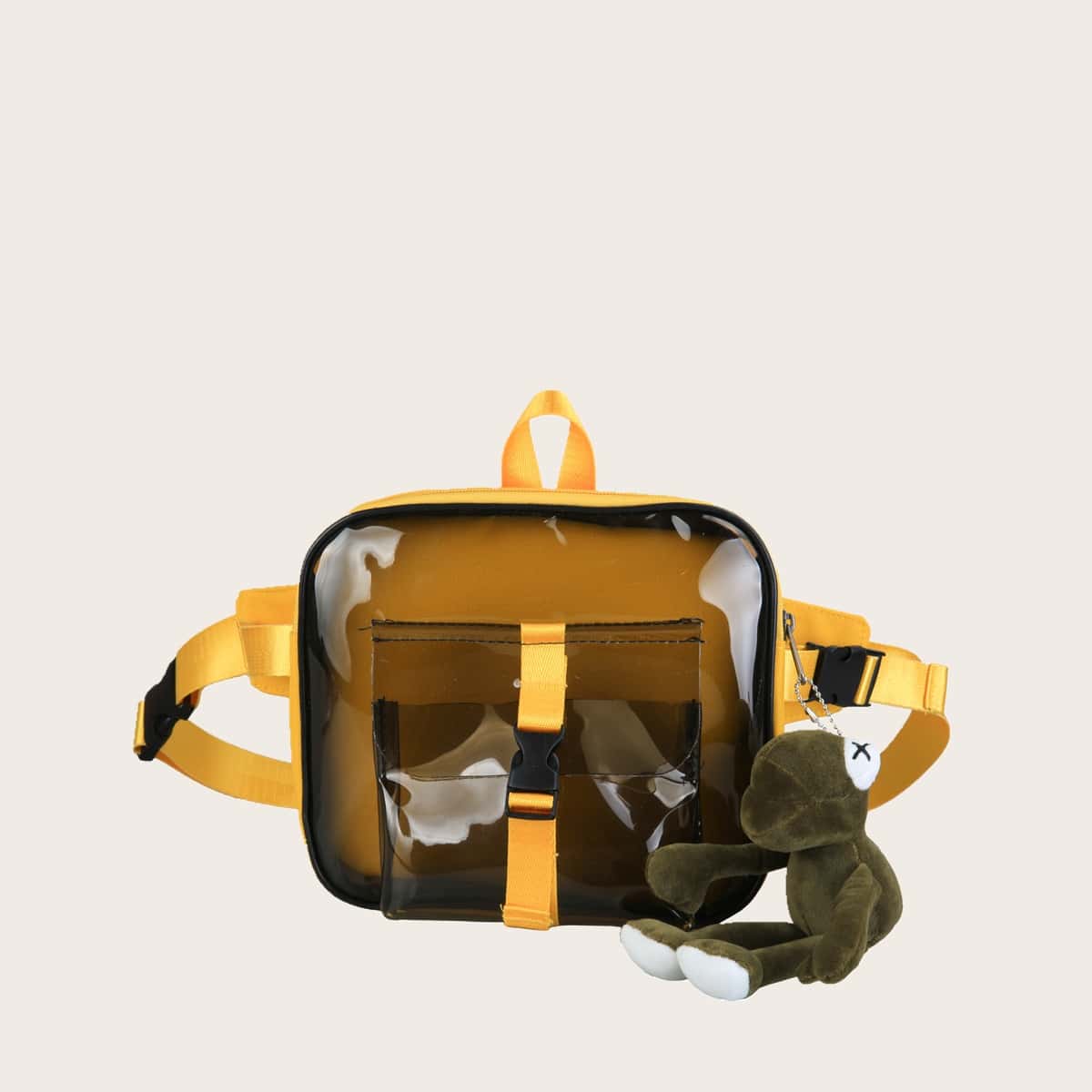 

Guys Release Buckle Decor Clear Crossbody Bag, Yellow