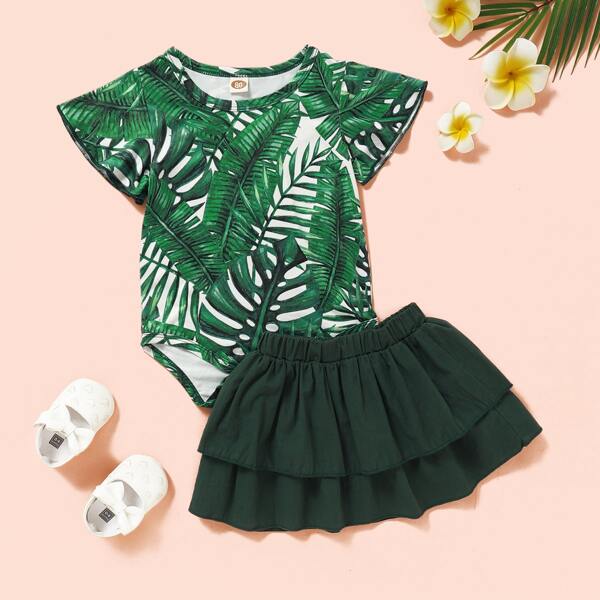 

Baby Girl Tropical Print Bodysuit & Layered Skirt, Multicolor