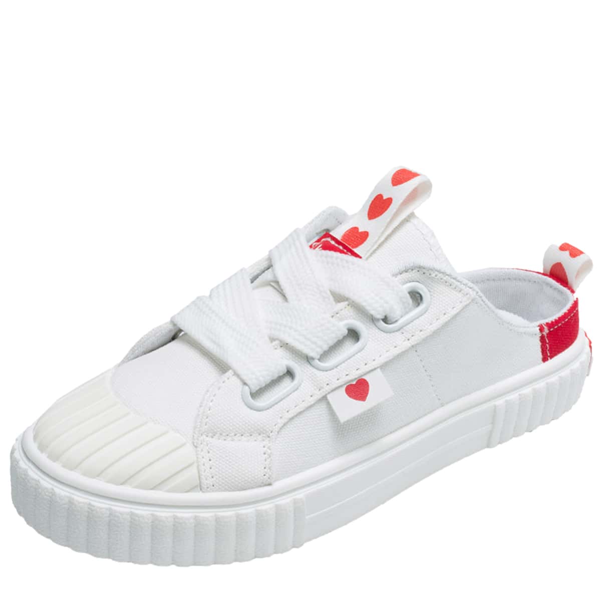 

Heart Lace-up Sneaker Mules, White
