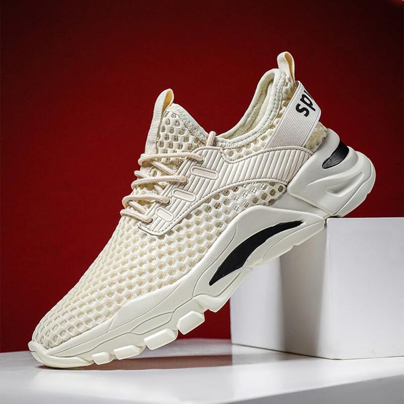 

Guys Lace-up Front Breathable Sneakers, Beige