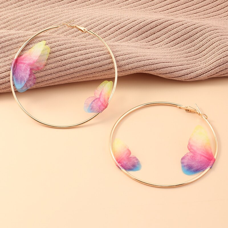Butterfly Hoop Earrings, Multicolor