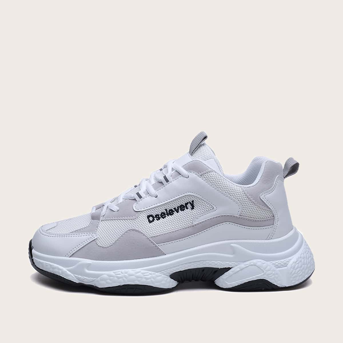 

Guys Letter Embroidered Chunky Sneakers, White
