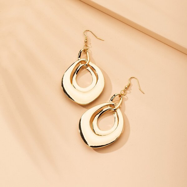 

Hollow Out Water Drop Earrings, Gold
