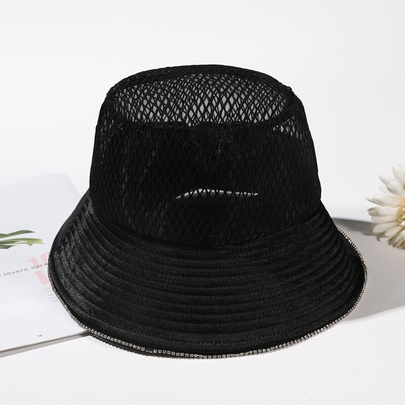 

Rhinestone Engraved Bucket Hat, Black