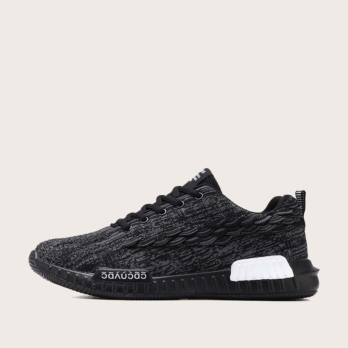 

Guys Fish Scale Decor Knit Sneakers, Black