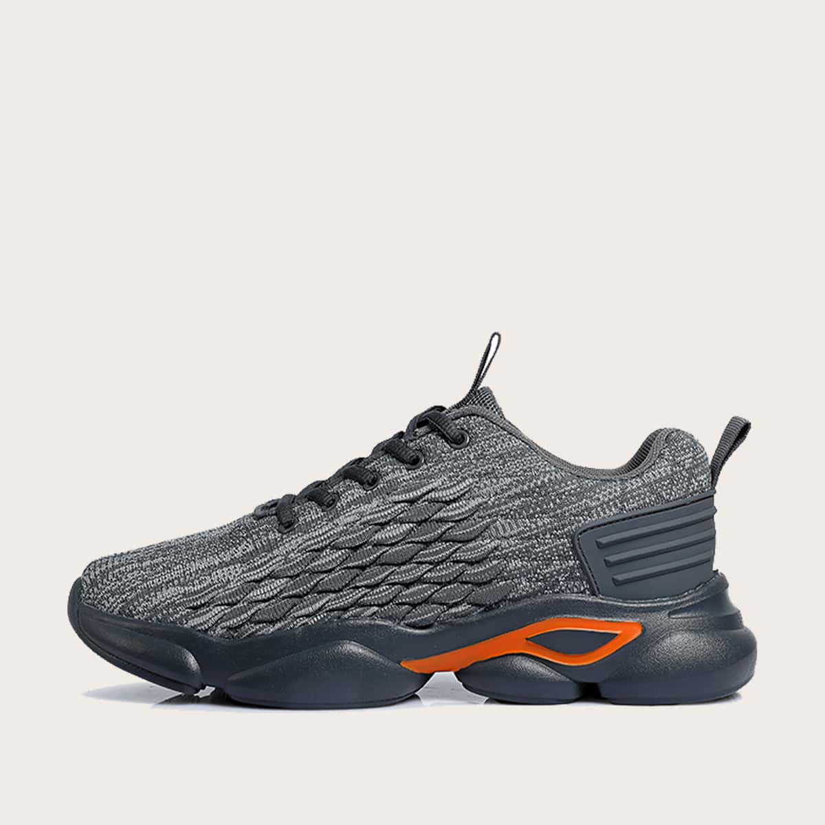 

Guys Fish Scale Decor Knit Sneakers, Grey