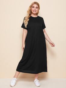 Plus Solid Maxi T-Shirt Dress