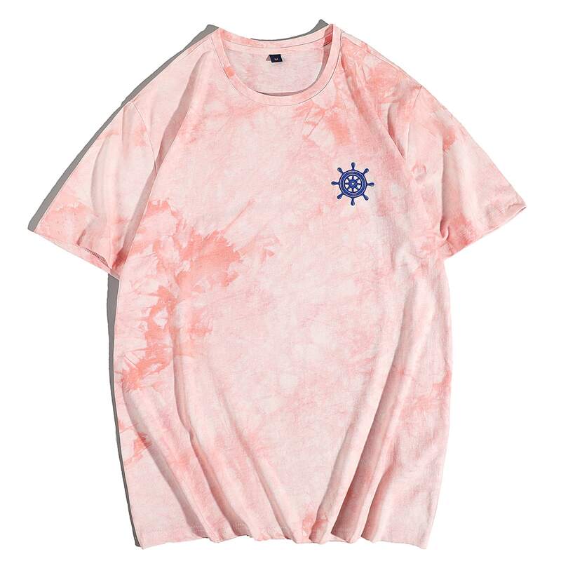 

Guys Tie Dye Graphic Print Tee, Baby pink