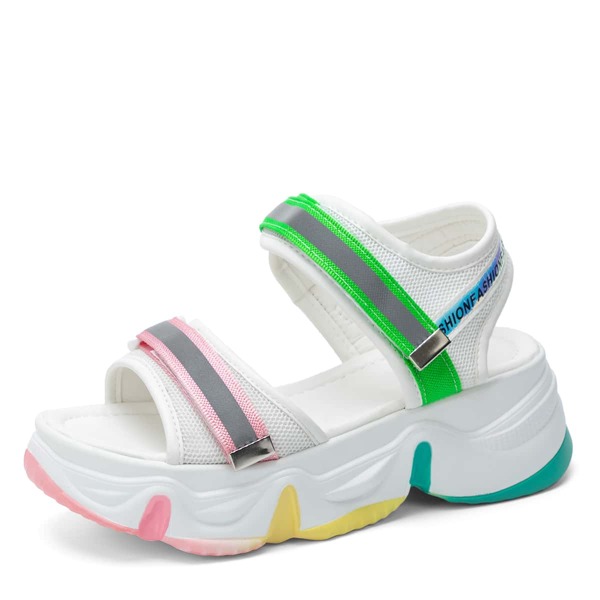 

Color Block Thick Soled Sandals, White