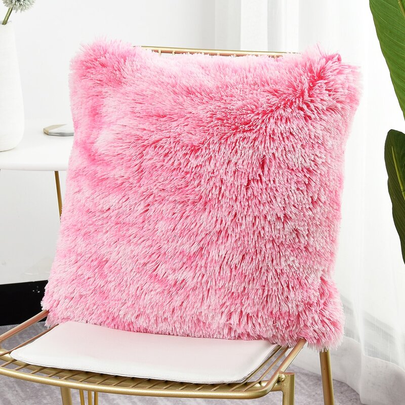 

1pc Plain Cushion Cover Without Filler, Pink
