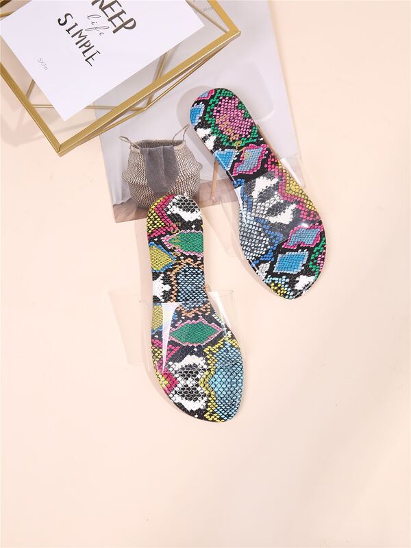clear snakeskin sandals