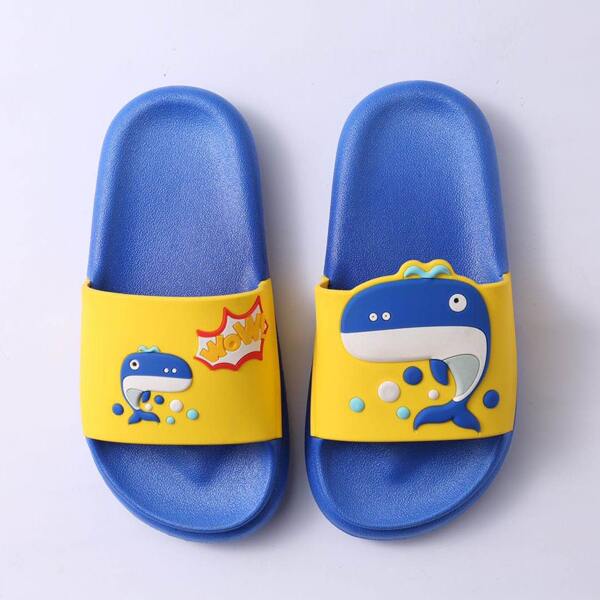 

Boys Cartoon Graphic Slippers, Blue