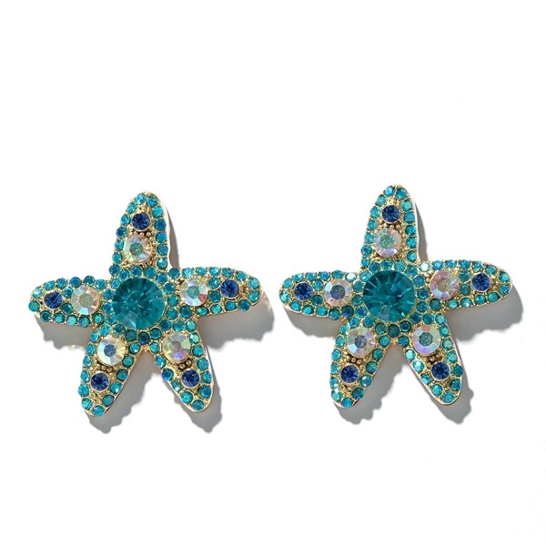 

Rhinestone Starfish Stud Earrings, Green
