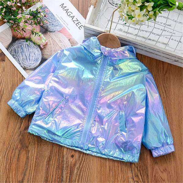 

Toddler Girls Holographic Hooded Sunproof Jacket, Multicolor