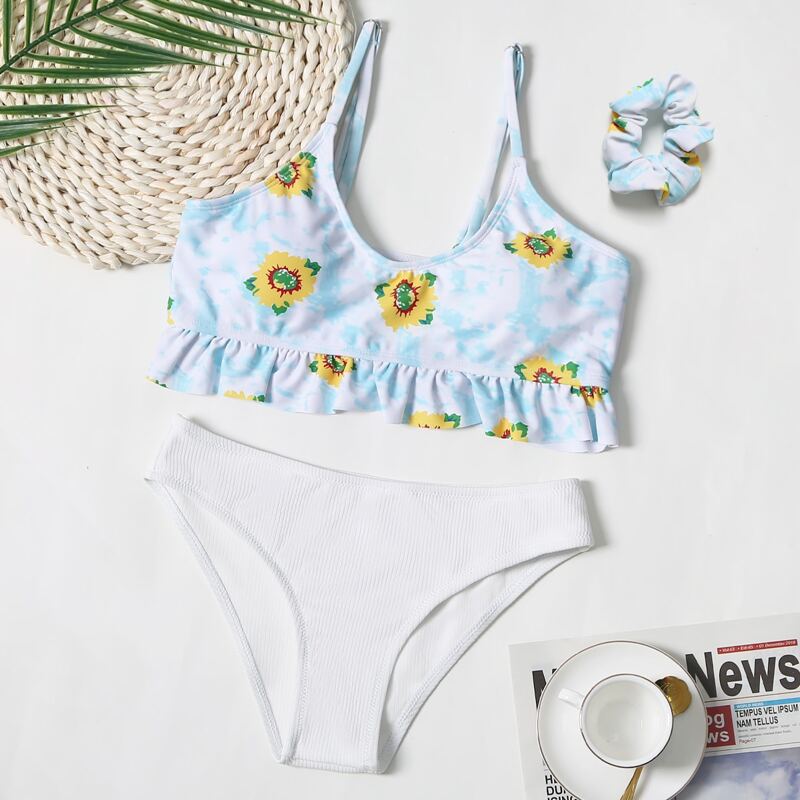 

Sunflower Tie Dye Bikini Swimsuit & Scrunchie, Multicolor