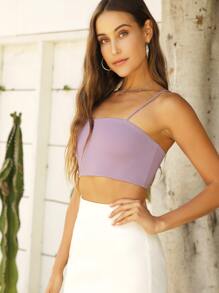 Muchica Solid Crop Cami Top - Lilac Purple - View 3