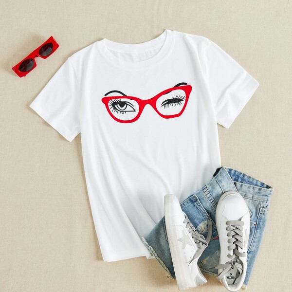 

Eyes Print Short Sleeve Tee, White