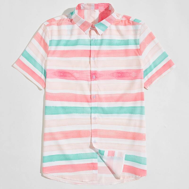 

Guys Button Front Striped Shirt, Multicolor