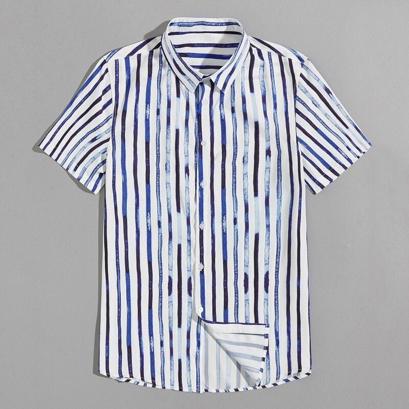 

Guys Button Front Striped Shirt, Multicolor