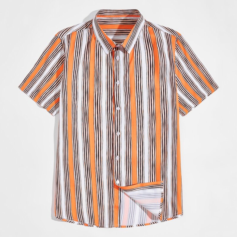 

Guys Button Front Striped Shirt, Multicolor