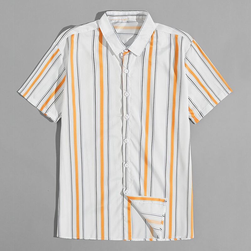 

Guys Button Front Striped Shirt, Multicolor