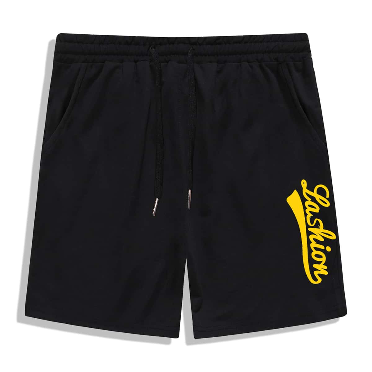 

Guys Letter Graphic Shorts, Black