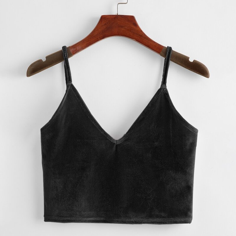 

Solid Velvet Crop Cami, Black
