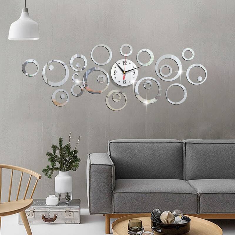 

1set Circle Mirror Surface Wall Clock, Multicolor