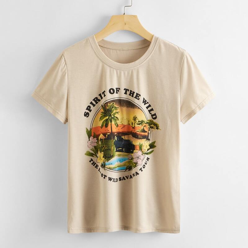 

Tropical Graphic Tee, Beige