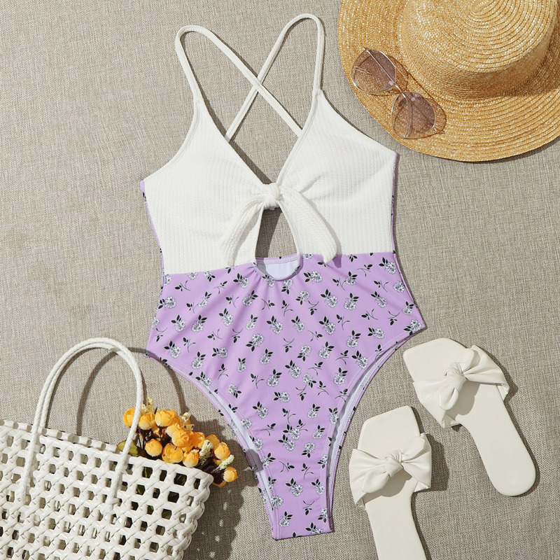 

Ditsy Floral Spliced Cami One Piece Swimsuit, Multicolor